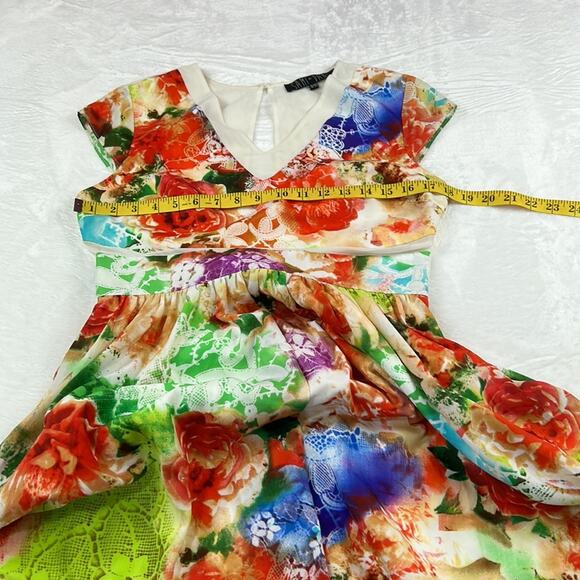 Sami and Dani flowers and mesh vibrant fit and flare dress, size 9 or 10 - Picture 5 of 10